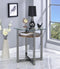 Janette End Table, Weathered Oak, Black Nickel & Clear Glass
